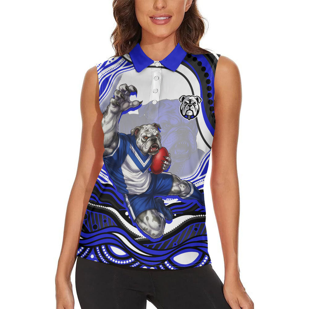 Personalized Canterbury Bankstown Bulldogs Women Sleeveless Polo Shirt Aboriginal Dot Art - Dreamtime Rugby Mascot