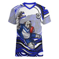Personalized Canterbury Bankstown Bulldogs Women V-Neck T-Shirt Aboriginal Dot Art - Dreamtime Rugby Mascot