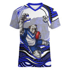 Personalized Canterbury Bankstown Bulldogs Women V-Neck T-Shirt Aboriginal Dot Art - Dreamtime Rugby Mascot