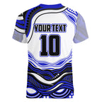 Personalized Canterbury Bankstown Bulldogs Women V-Neck T-Shirt Aboriginal Dot Art - Dreamtime Rugby Mascot