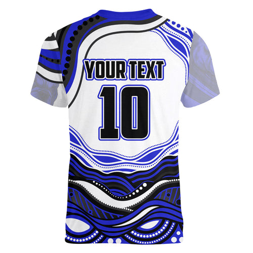 Personalized Canterbury Bankstown Bulldogs Women V-Neck T-Shirt Aboriginal Dot Art - Dreamtime Rugby Mascot