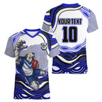 Personalized Canterbury Bankstown Bulldogs Women V-Neck T-Shirt Aboriginal Dot Art - Dreamtime Rugby Mascot