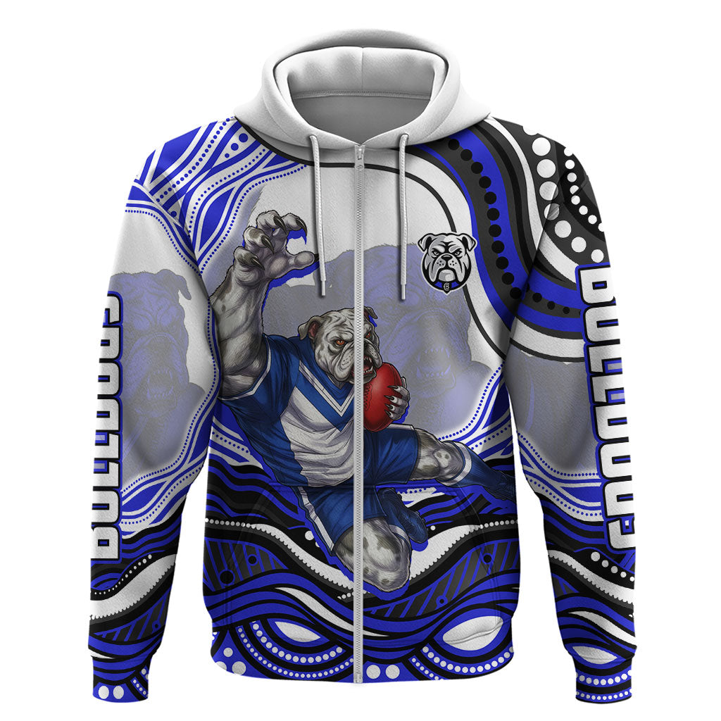 Personalized Canterbury Bankstown Bulldogs Zip Hoodie Aboriginal Dot Art - Dreamtime Rugby Mascot