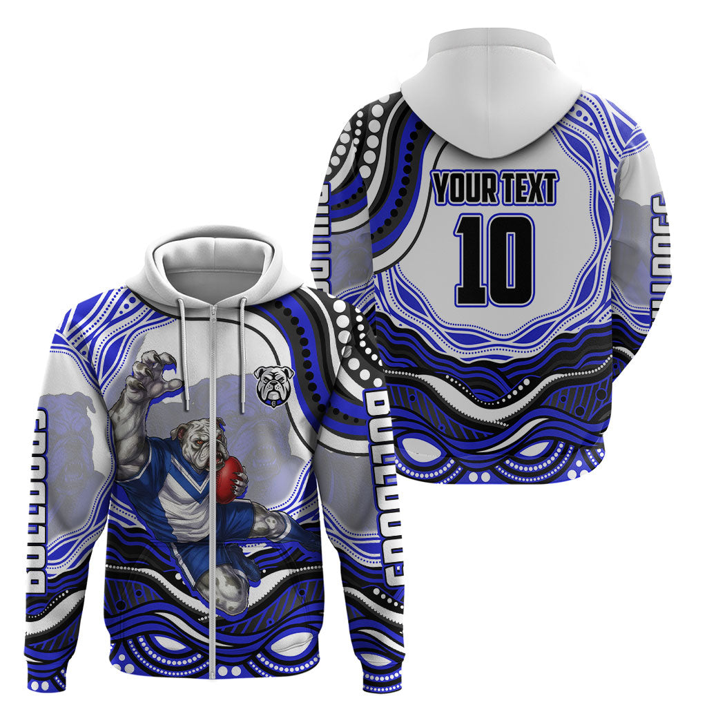 Personalized Canterbury Bankstown Bulldogs Zip Hoodie Aboriginal Dot Art - Dreamtime Rugby Mascot