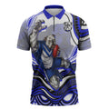 Personalized Canterbury Bankstown Bulldogs Zipper Polo Shirt Aboriginal Dot Art - Dreamtime Rugby Mascot