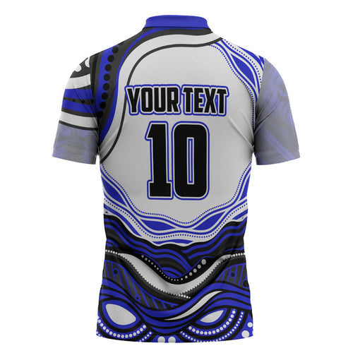 Personalized Canterbury Bankstown Bulldogs Zipper Polo Shirt Aboriginal Dot Art - Dreamtime Rugby Mascot