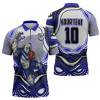 Personalized Canterbury Bankstown Bulldogs Zipper Polo Shirt Aboriginal Dot Art - Dreamtime Rugby Mascot