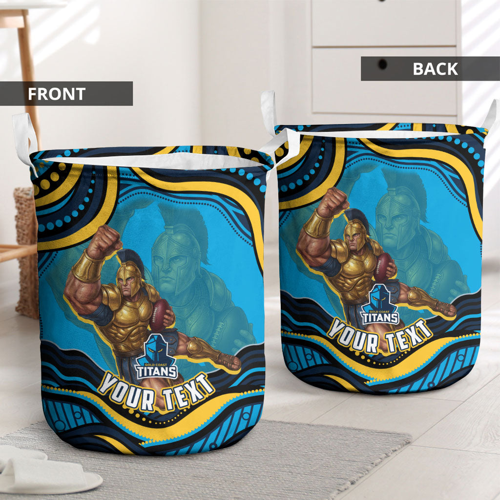 Personalized North Queensland Cowboys Laundry Basket Aboriginal Dot Art - Dreamtime Rugby Mascot