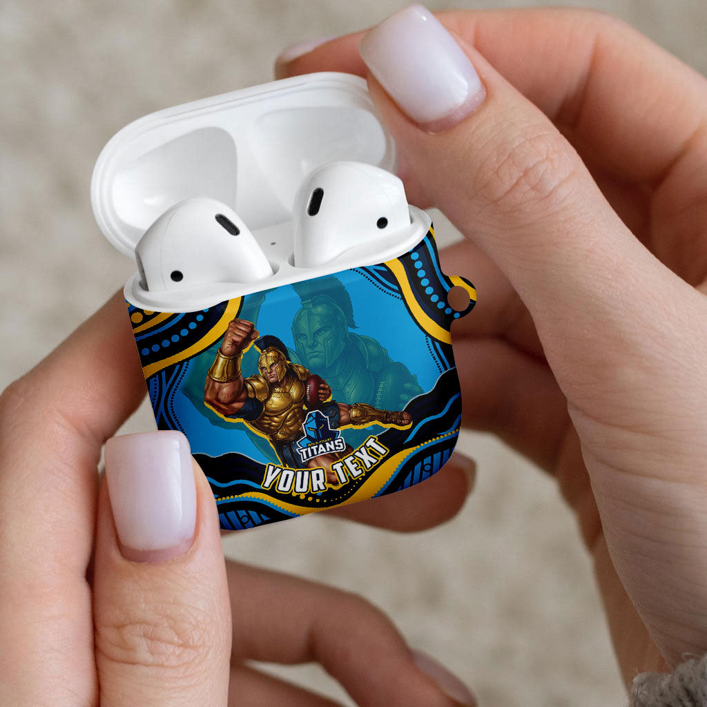 Personalized North Queensland Cowboys AirPods Case Aboriginal Dot Art - Dreamtime Rugby Mascot