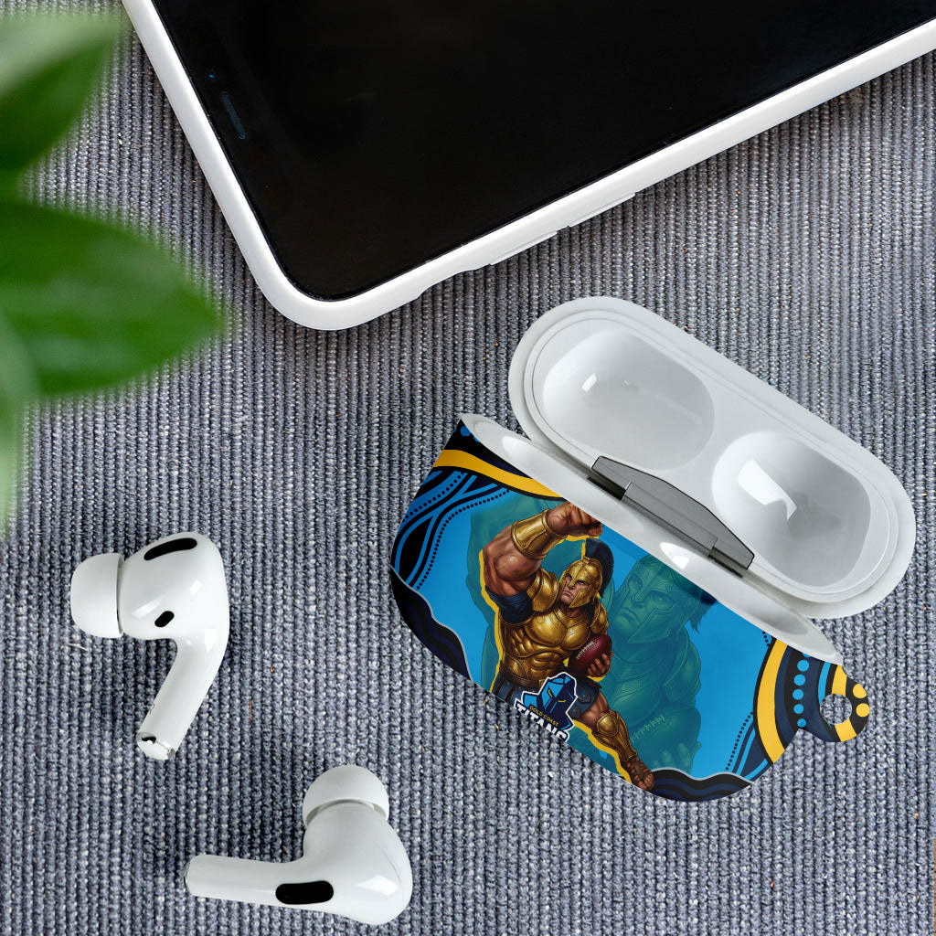 Personalized North Queensland Cowboys AirPods Case Aboriginal Dot Art - Dreamtime Rugby Mascot