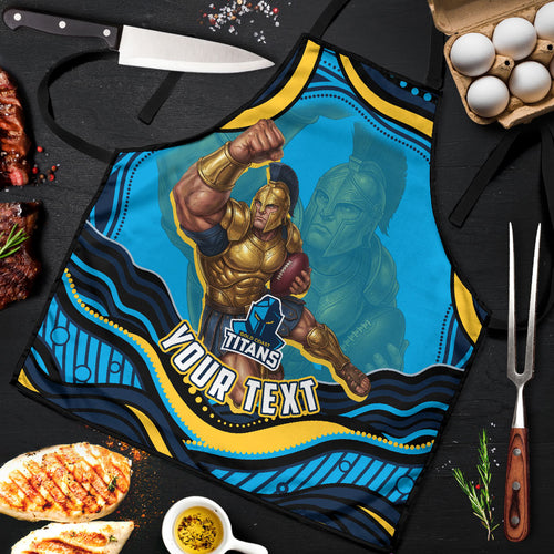 Personalized North Queensland Cowboys Apron Aboriginal Dot Art - Dreamtime Rugby Mascot