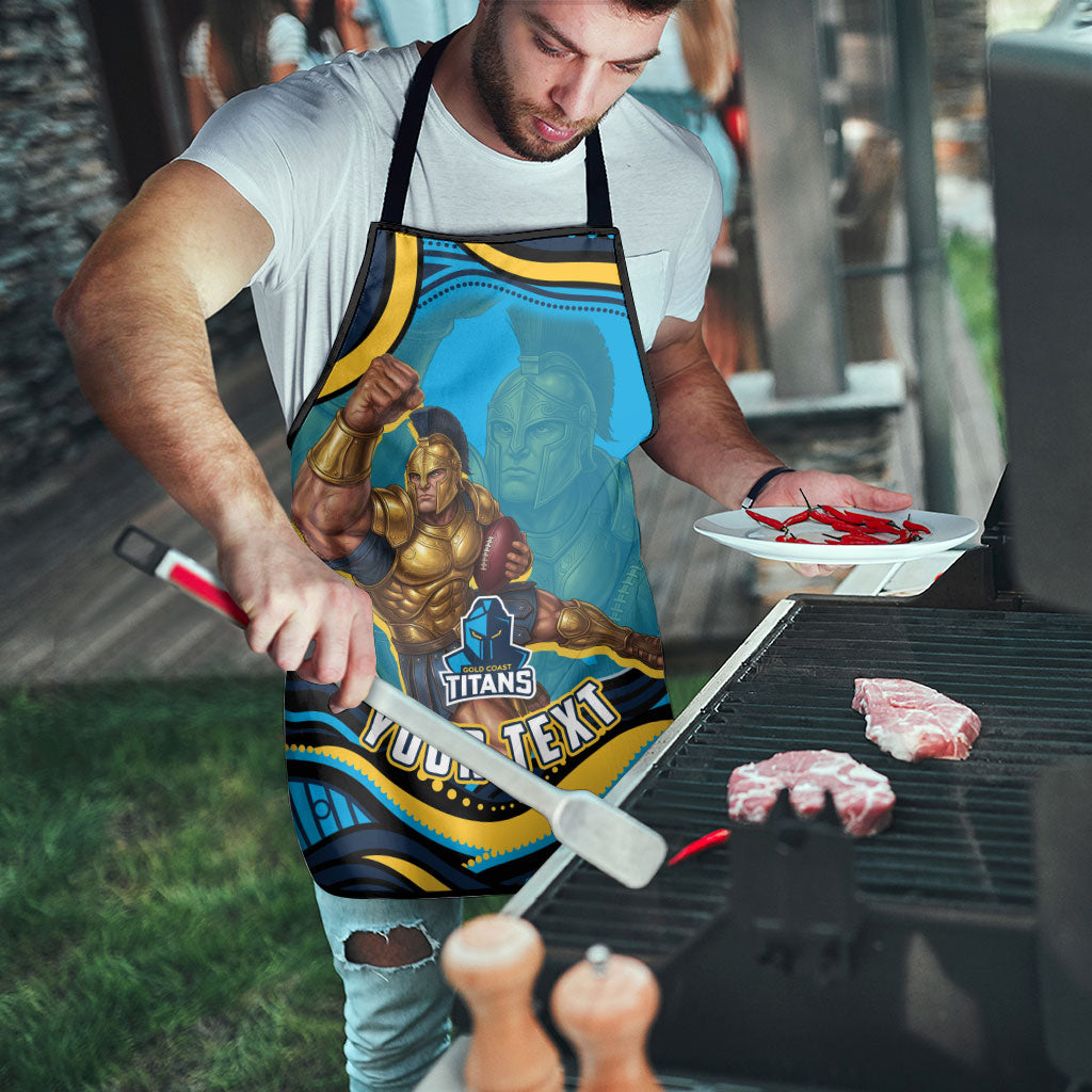 Personalized North Queensland Cowboys Apron Aboriginal Dot Art - Dreamtime Rugby Mascot