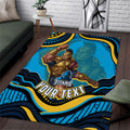 Personalized North Queensland Cowboys Area Rug Aboriginal Dot Art - Dreamtime Rugby Mascot