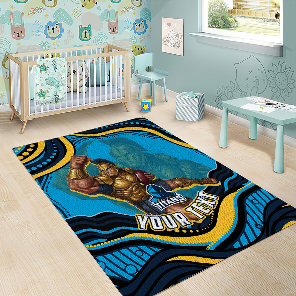 Personalized North Queensland Cowboys Area Rug Aboriginal Dot Art - Dreamtime Rugby Mascot