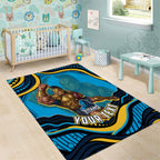 Personalized North Queensland Cowboys Area Rug Aboriginal Dot Art - Dreamtime Rugby Mascot