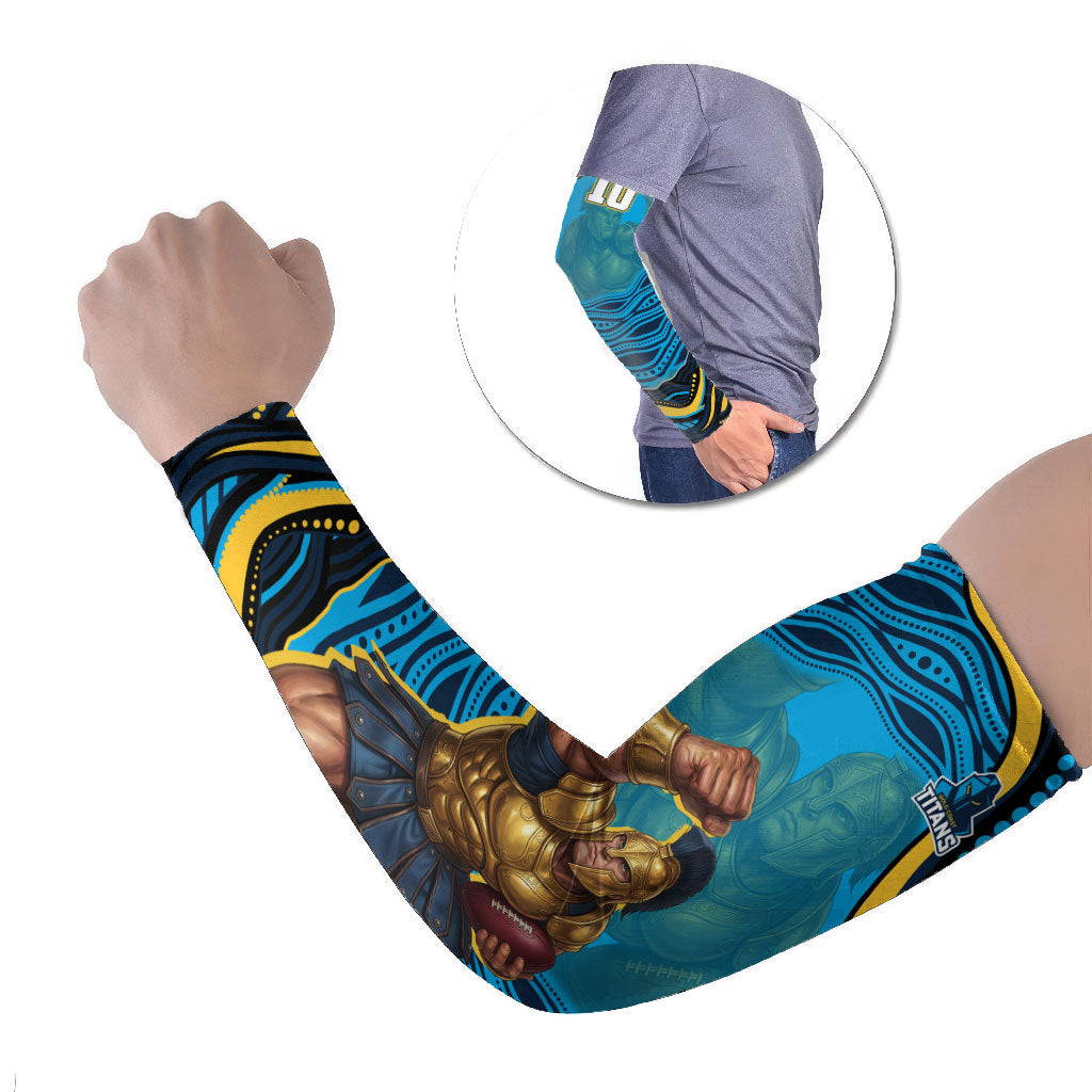 Personalized North Queensland Cowboys Arm Sleeves Aboriginal Dot Art - Dreamtime Rugby Mascot