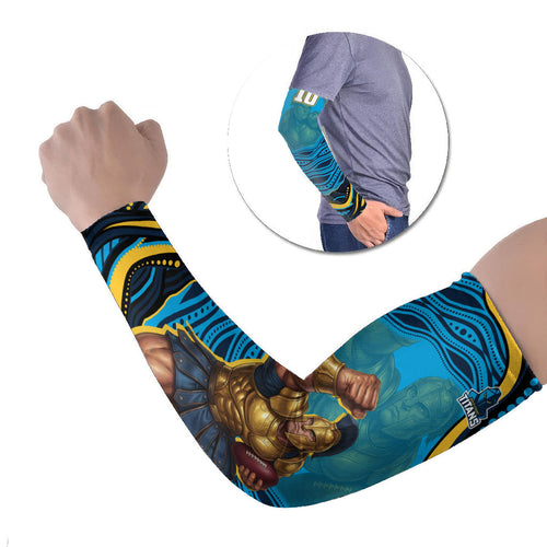 Personalized North Queensland Cowboys Arm Sleeves Aboriginal Dot Art - Dreamtime Rugby Mascot
