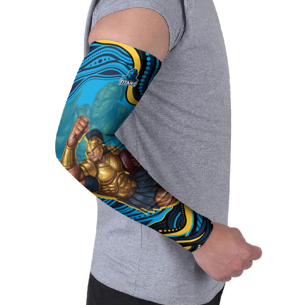 Personalized North Queensland Cowboys Arm Sleeves Aboriginal Dot Art - Dreamtime Rugby Mascot