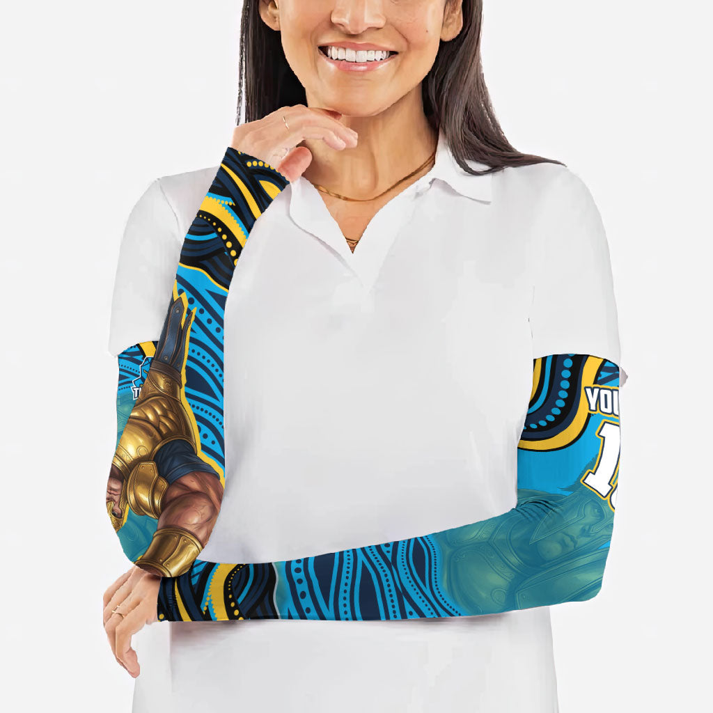 Personalized North Queensland Cowboys Arm Sleeves Aboriginal Dot Art - Dreamtime Rugby Mascot