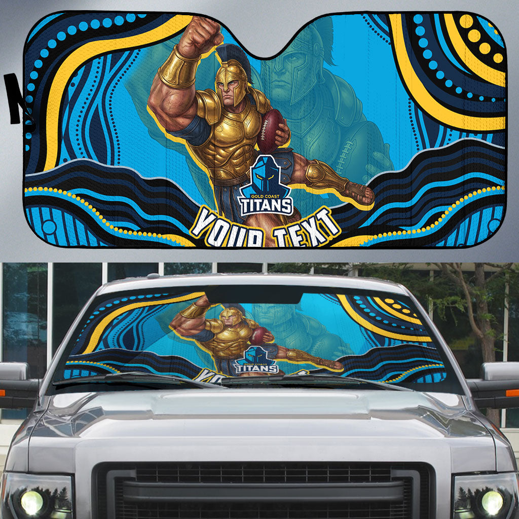 Personalized North Queensland Cowboys Auto Sun Shade Aboriginal Dot Art - Dreamtime Rugby Mascot