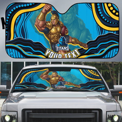 Personalized North Queensland Cowboys Auto Sun Shade Aboriginal Dot Art - Dreamtime Rugby Mascot