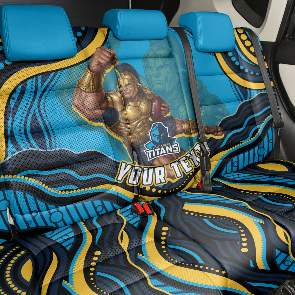 Personalized North Queensland Cowboys Back Car Seat Cover Aboriginal Dot Art - Dreamtime Rugby Mascot
