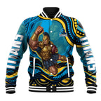 Personalized North Queensland Cowboys Baseball Jacket Aboriginal Dot Art - Dreamtime Rugby Mascot