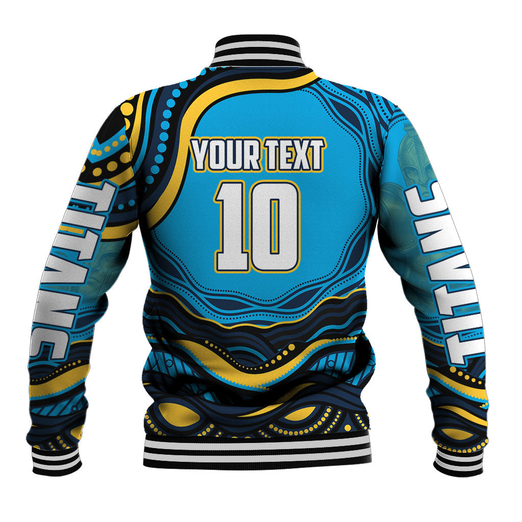 Personalized North Queensland Cowboys Baseball Jacket Aboriginal Dot Art - Dreamtime Rugby Mascot