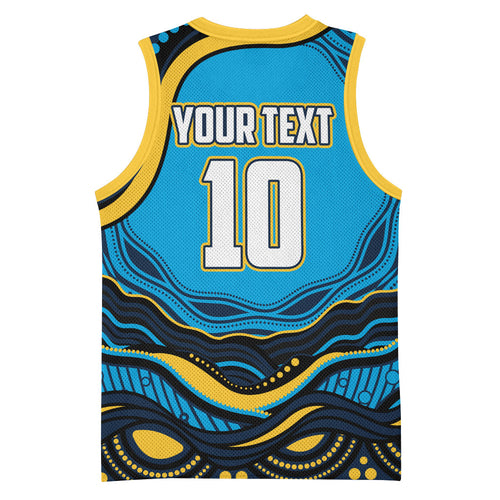 Personalized North Queensland Cowboys Basketball Jersey Aboriginal Dot Art - Dreamtime Rugby Mascot