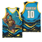 Personalized North Queensland Cowboys Basketball Jersey Aboriginal Dot Art - Dreamtime Rugby Mascot