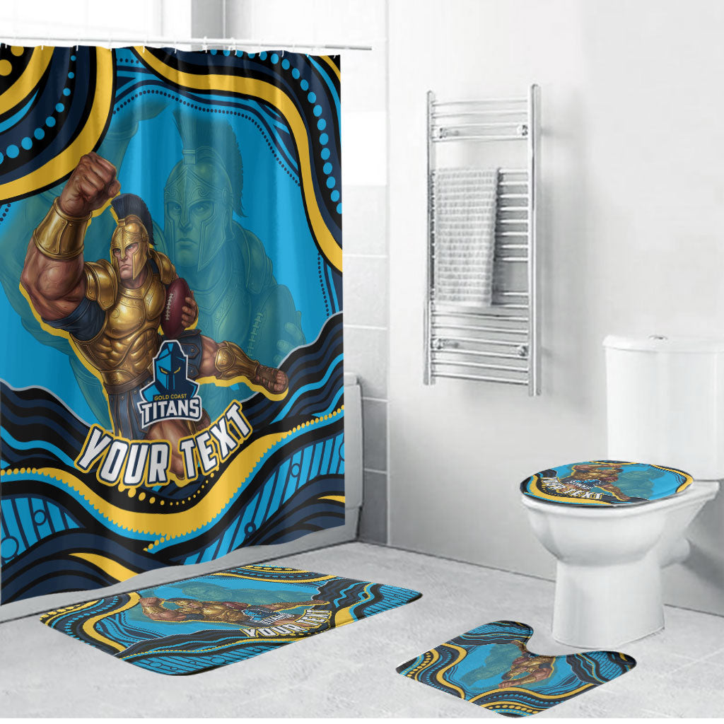 Personalized North Queensland Cowboys Bathroom Set Aboriginal Dot Art - Dreamtime Rugby Mascot