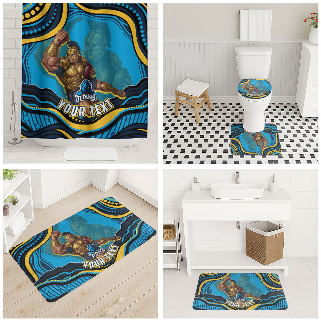 Personalized North Queensland Cowboys Bathroom Set Aboriginal Dot Art - Dreamtime Rugby Mascot