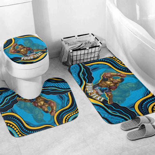 Personalized North Queensland Cowboys Bathroom Set Aboriginal Dot Art - Dreamtime Rugby Mascot