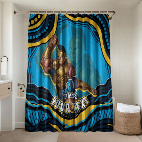 Personalized North Queensland Cowboys Bathroom Set Aboriginal Dot Art - Dreamtime Rugby Mascot