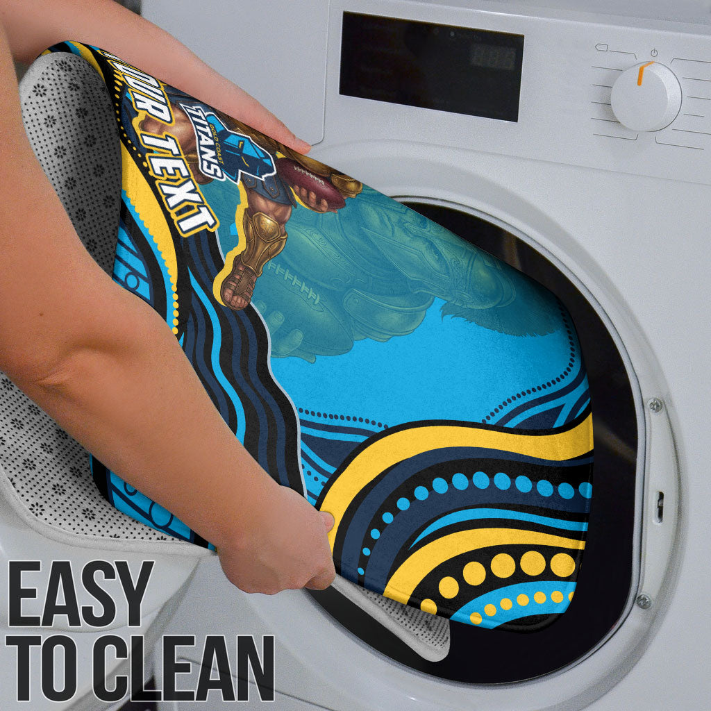 Personalized North Queensland Cowboys Bathroom Set Aboriginal Dot Art - Dreamtime Rugby Mascot