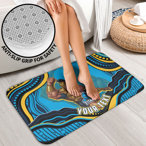 Personalized North Queensland Cowboys Bathroom Set Aboriginal Dot Art - Dreamtime Rugby Mascot