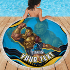 Personalized North Queensland Cowboys Beach Blanket Aboriginal Dot Art - Dreamtime Rugby Mascot