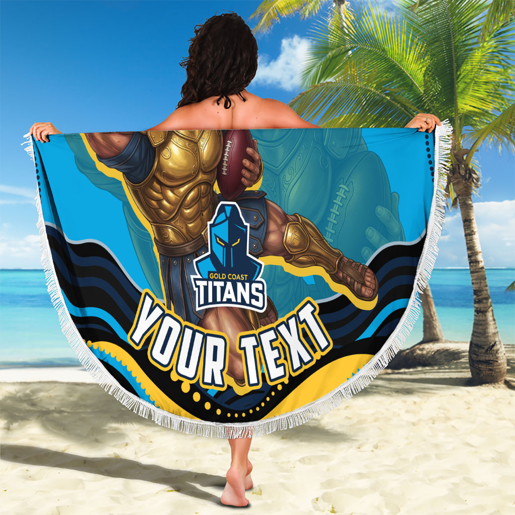 Personalized North Queensland Cowboys Beach Blanket Aboriginal Dot Art - Dreamtime Rugby Mascot
