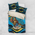 Personalized North Queensland Cowboys Bedding Set Aboriginal Dot Art - Dreamtime Rugby Mascot