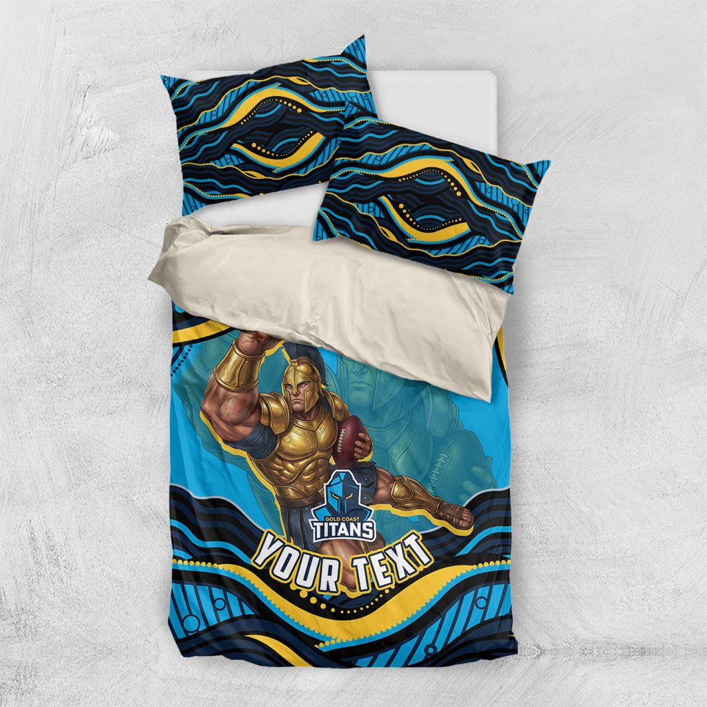 Personalized North Queensland Cowboys Bedding Set Aboriginal Dot Art - Dreamtime Rugby Mascot