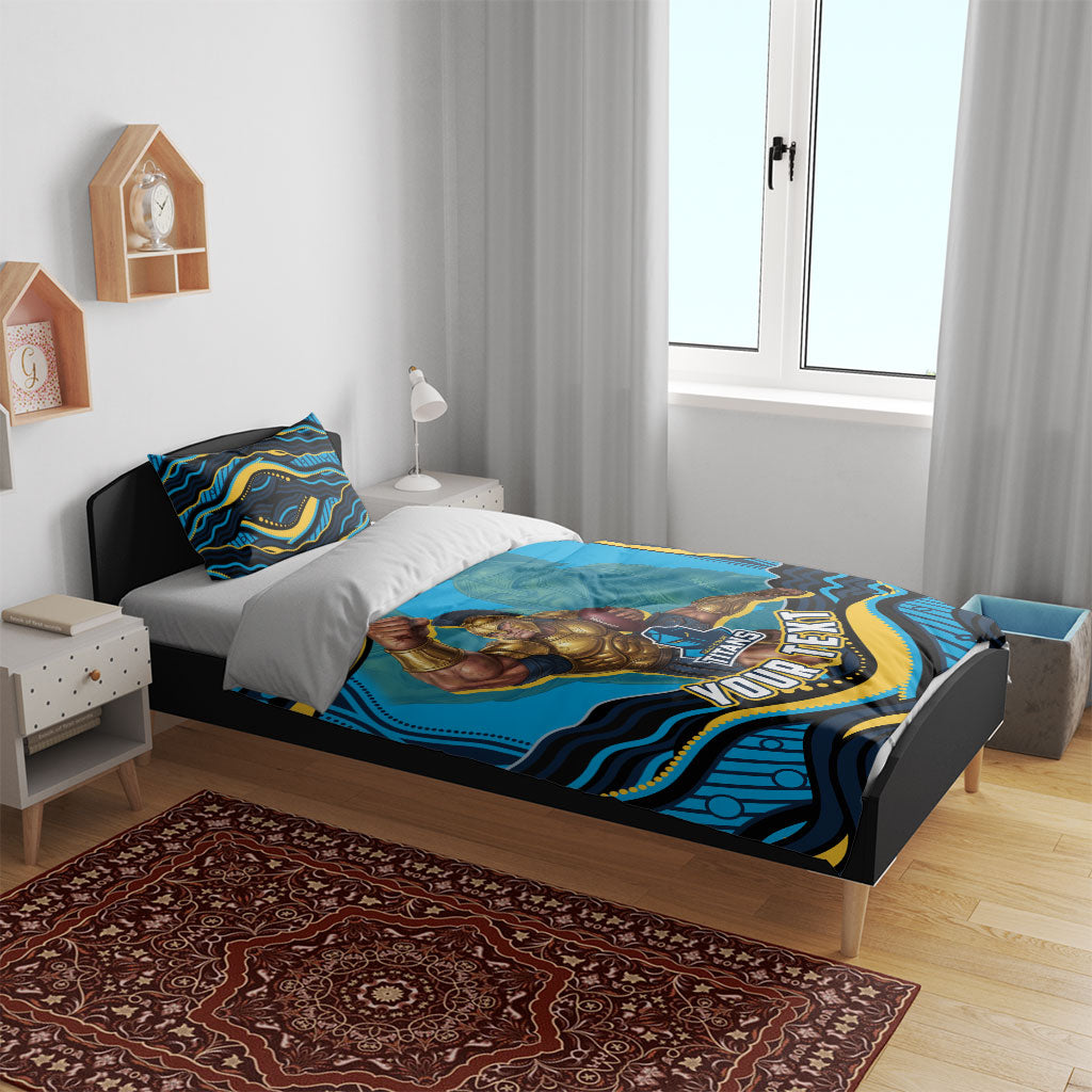 Personalized North Queensland Cowboys Bedding Set Aboriginal Dot Art - Dreamtime Rugby Mascot