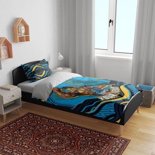 Personalized North Queensland Cowboys Bedding Set Aboriginal Dot Art - Dreamtime Rugby Mascot