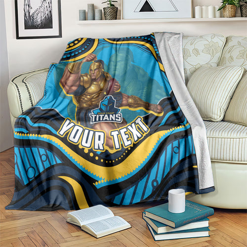 Personalized North Queensland Cowboys Blanket Aboriginal Dot Art - Dreamtime Rugby Mascot