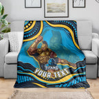 Personalized North Queensland Cowboys Blanket Aboriginal Dot Art - Dreamtime Rugby Mascot