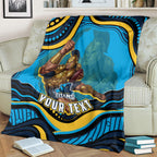 Personalized North Queensland Cowboys Blanket Aboriginal Dot Art - Dreamtime Rugby Mascot