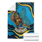 Personalized North Queensland Cowboys Blanket Aboriginal Dot Art - Dreamtime Rugby Mascot