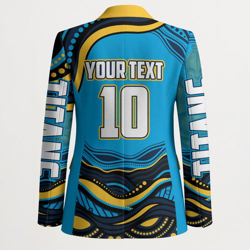 Personalized North Queensland Cowboys Blazer Aboriginal Dot Art - Dreamtime Rugby Mascot