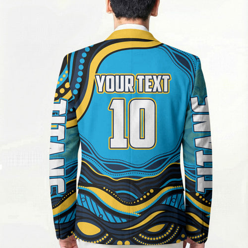 Personalized North Queensland Cowboys Blazer Aboriginal Dot Art - Dreamtime Rugby Mascot