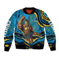 Personalized North Queensland Cowboys Bomber Jacket Aboriginal Dot Art - Dreamtime Rugby Mascot