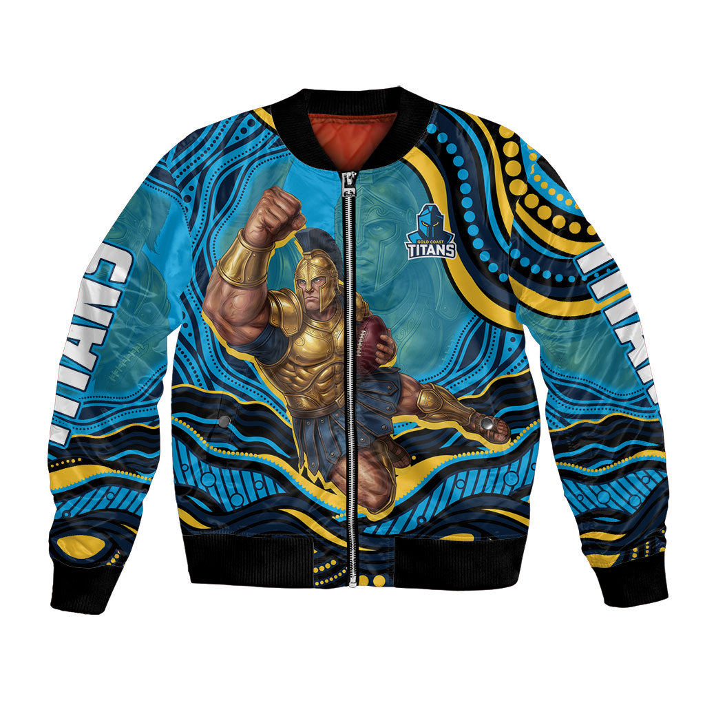 Personalized North Queensland Cowboys Bomber Jacket Aboriginal Dot Art - Dreamtime Rugby Mascot